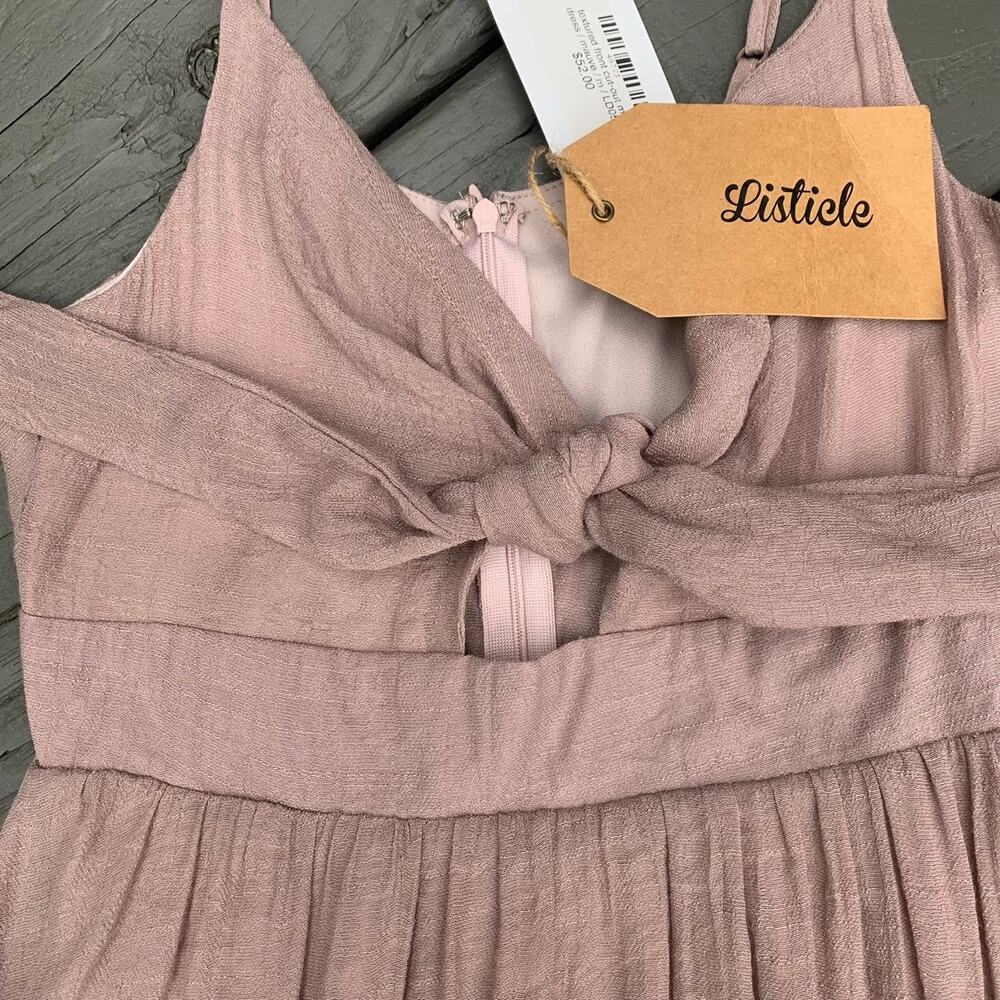 Listicle Front Tie Cutout Maxi Dress Mauve Adjustable Straps NEW Size M - Picture 11 of 12
